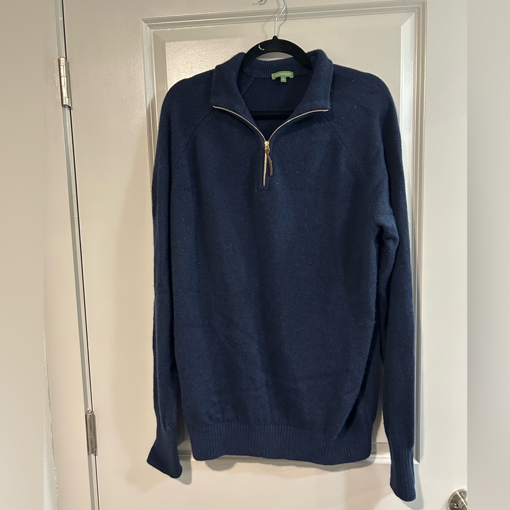Sid Mashburn Navy Zip-Front Wool Sweater - Picture 2 of 6